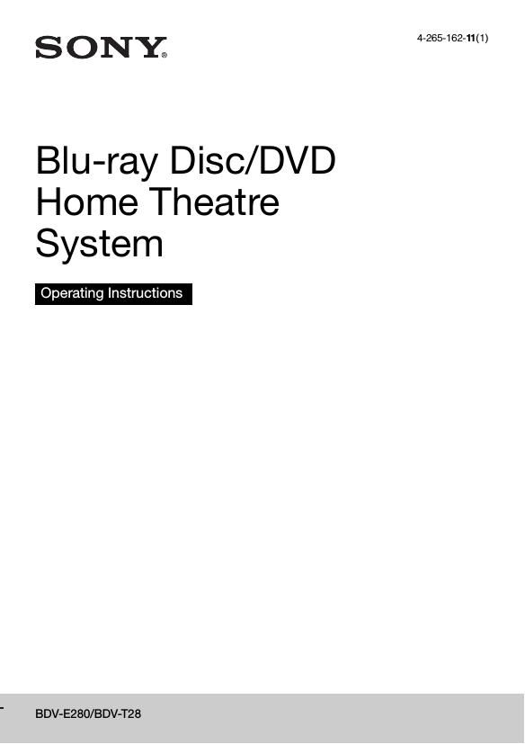 Sony BDV T28 Owners Manual