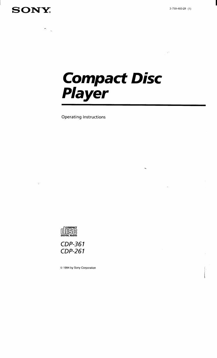 Sony CDP 261 Owners Manual
