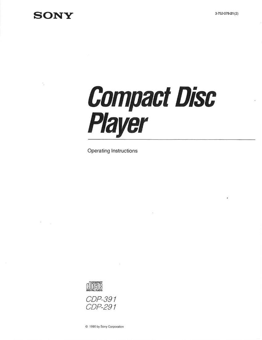 Sony CDP 291 Owners Manual
