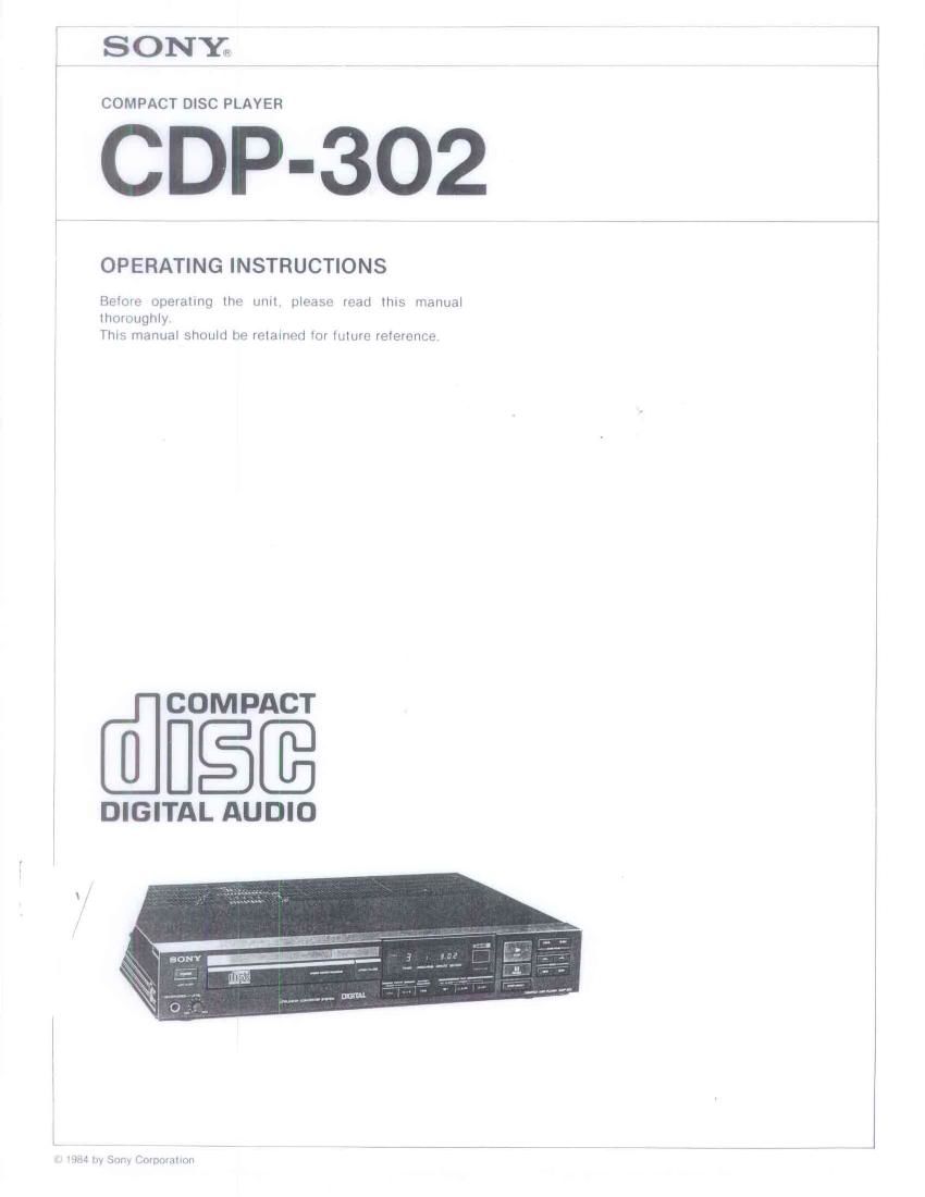 Sony CDP 302 Owners Manual