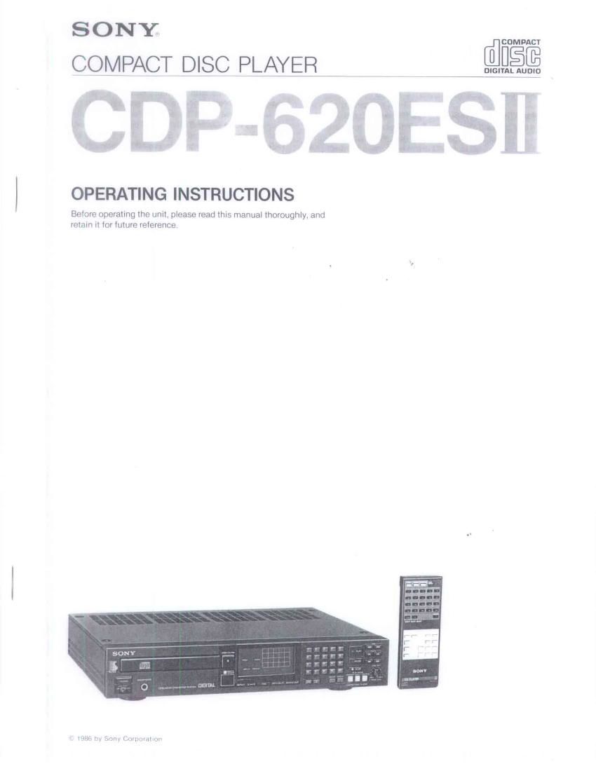 Sony CDP 620 ESII Owners Manual