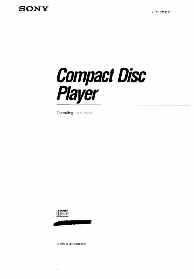 Sony CDP 997 Owners Manual