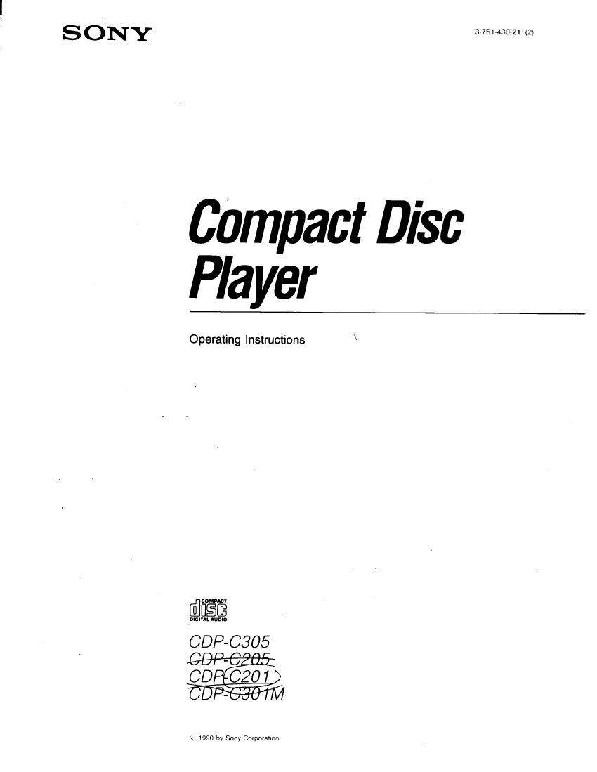 Sony CDP C201 Owners Manual