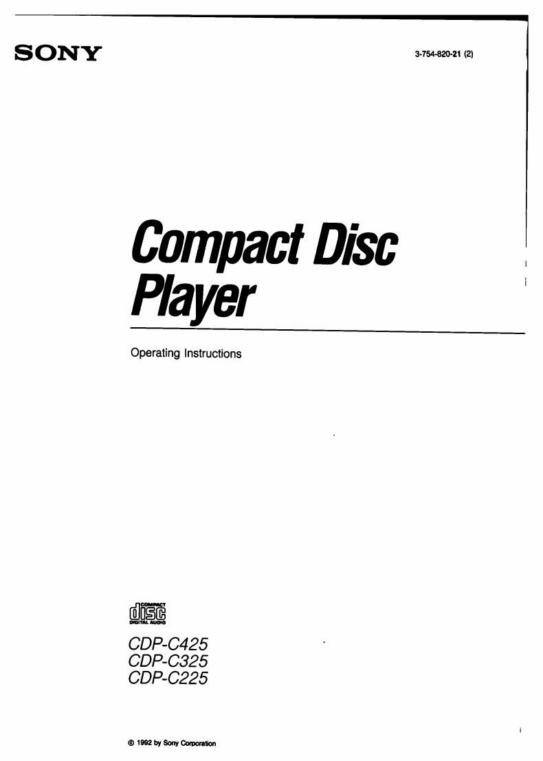 Sony CDP C225 Owners Manual