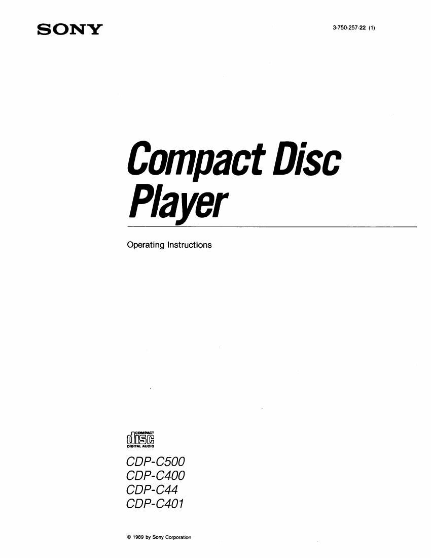 Sony CDP C400 Owners Manual