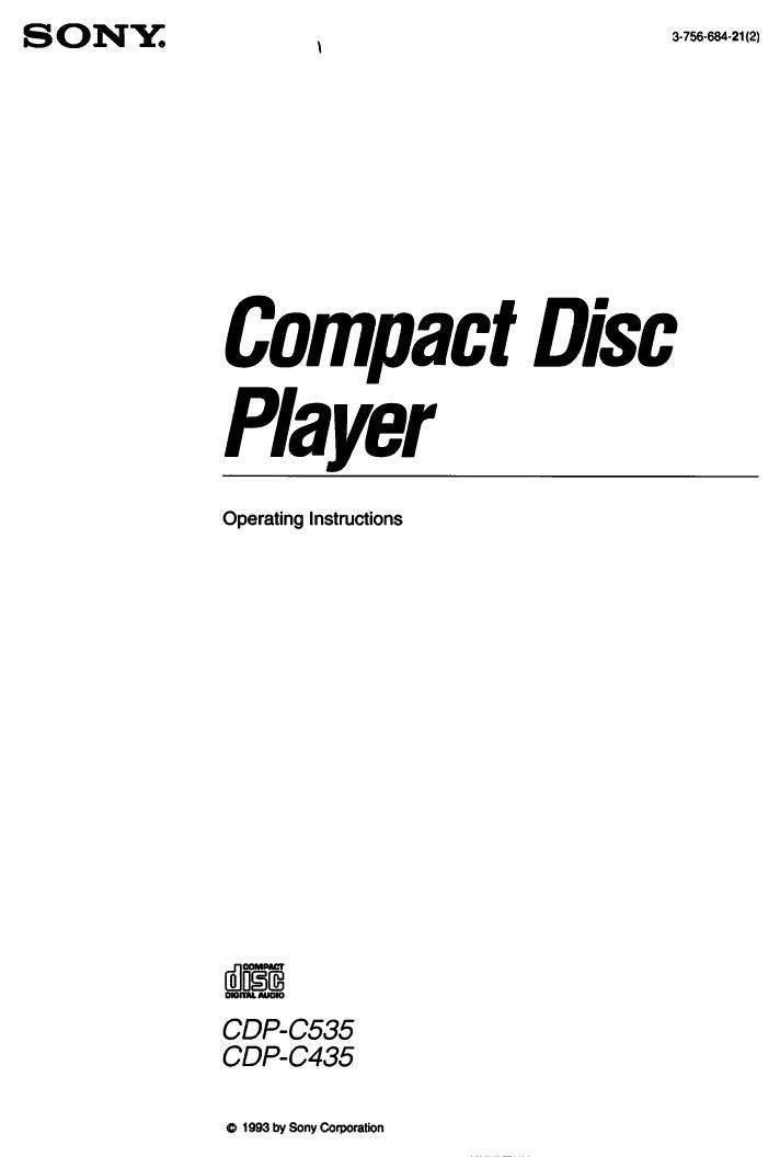 Sony CDP C435 Owners Manual