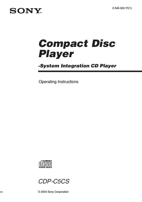 Sony CDP C5CS Owners Manual