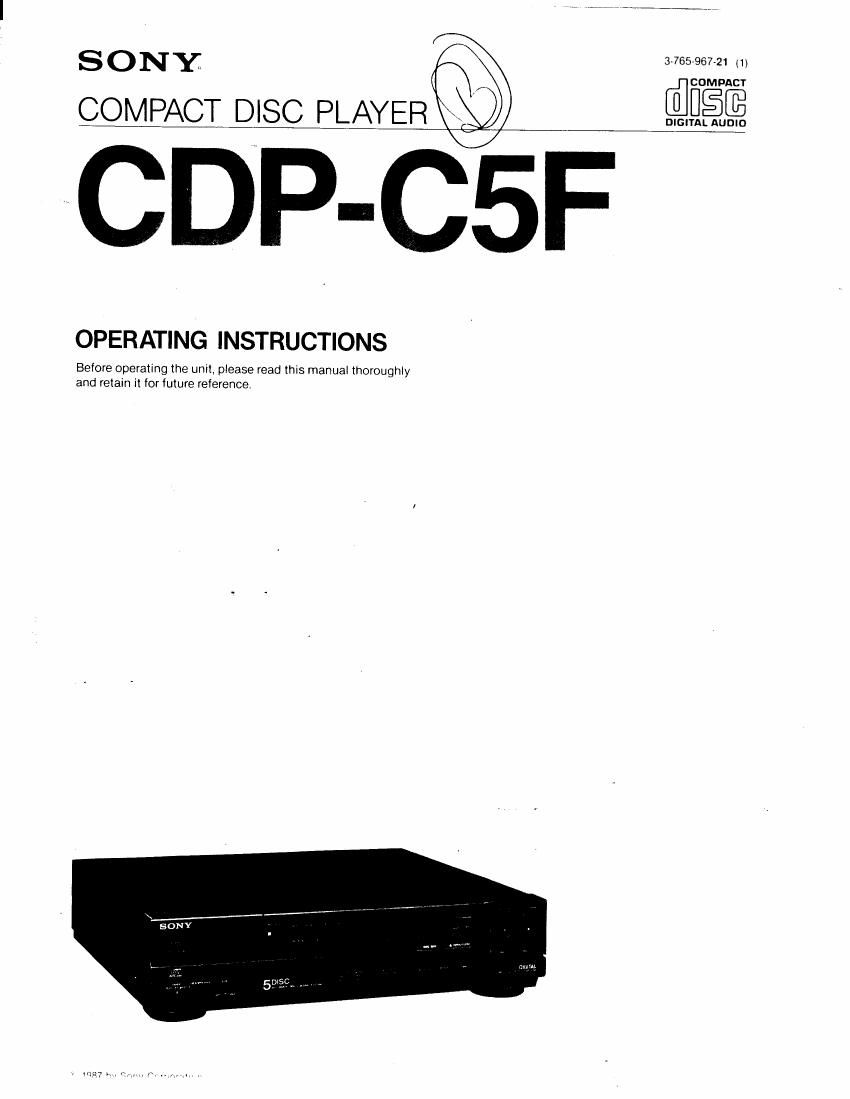 Sony CDP C5F Owners Manual