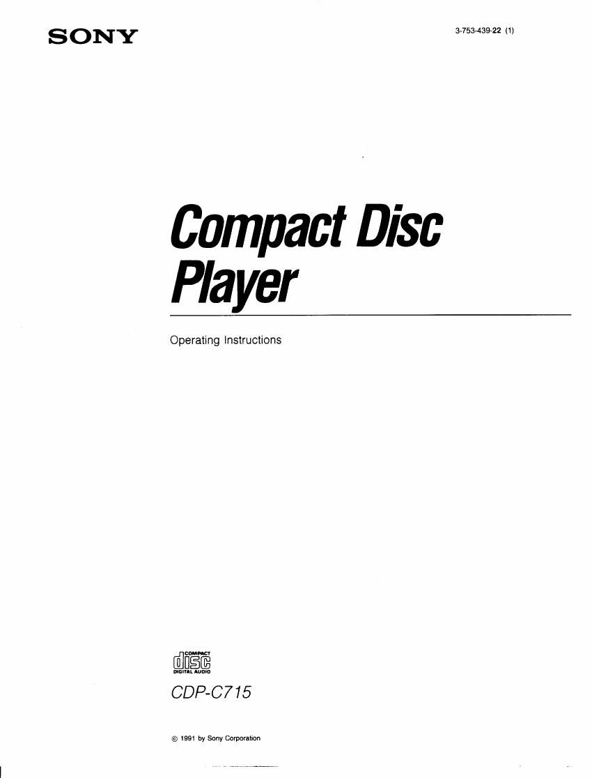 Sony CDP C715 Owners Manual