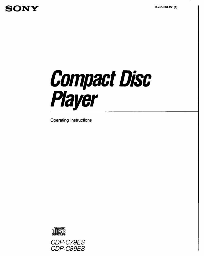 Sony CDP C79ES Owners Manual