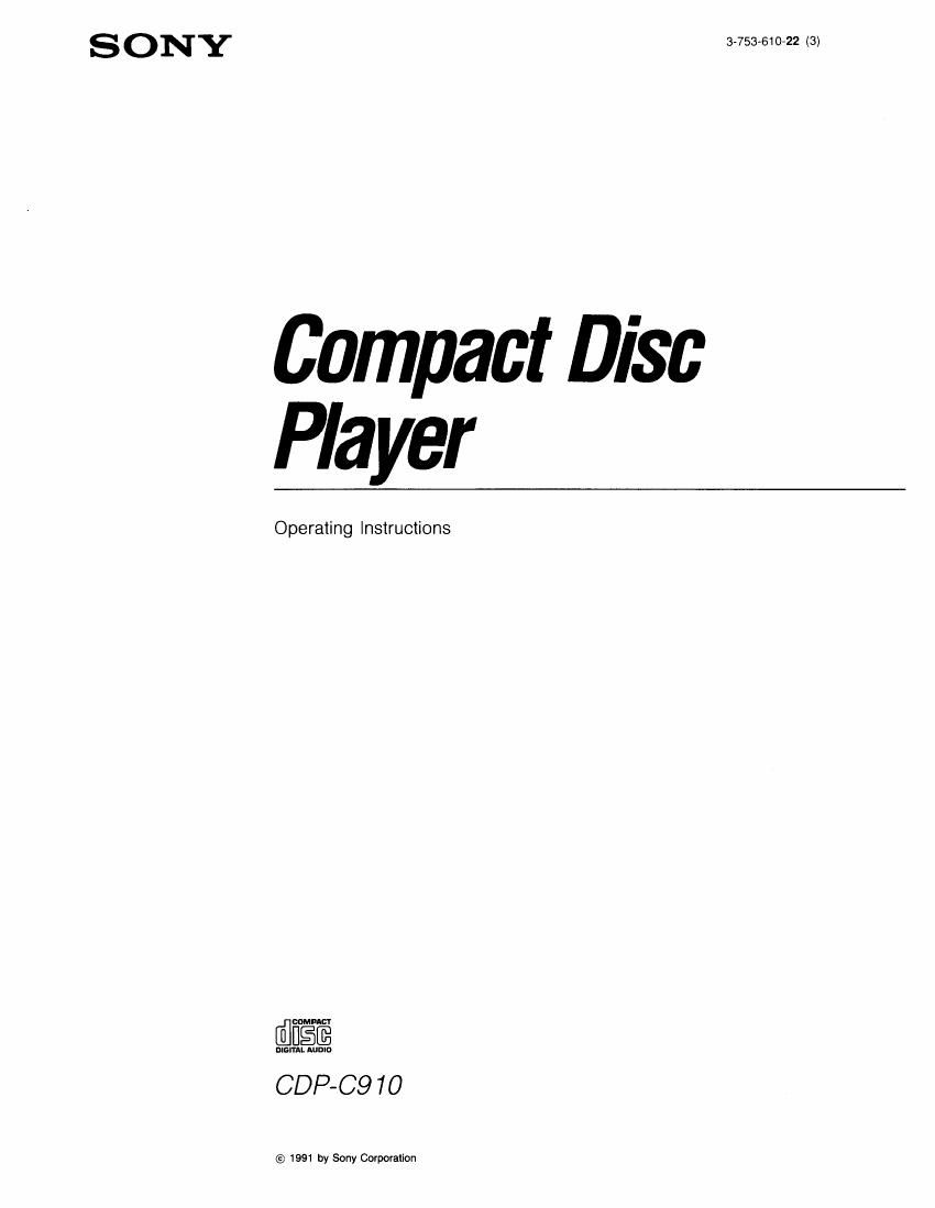 Sony CDP C910 Owners Manual