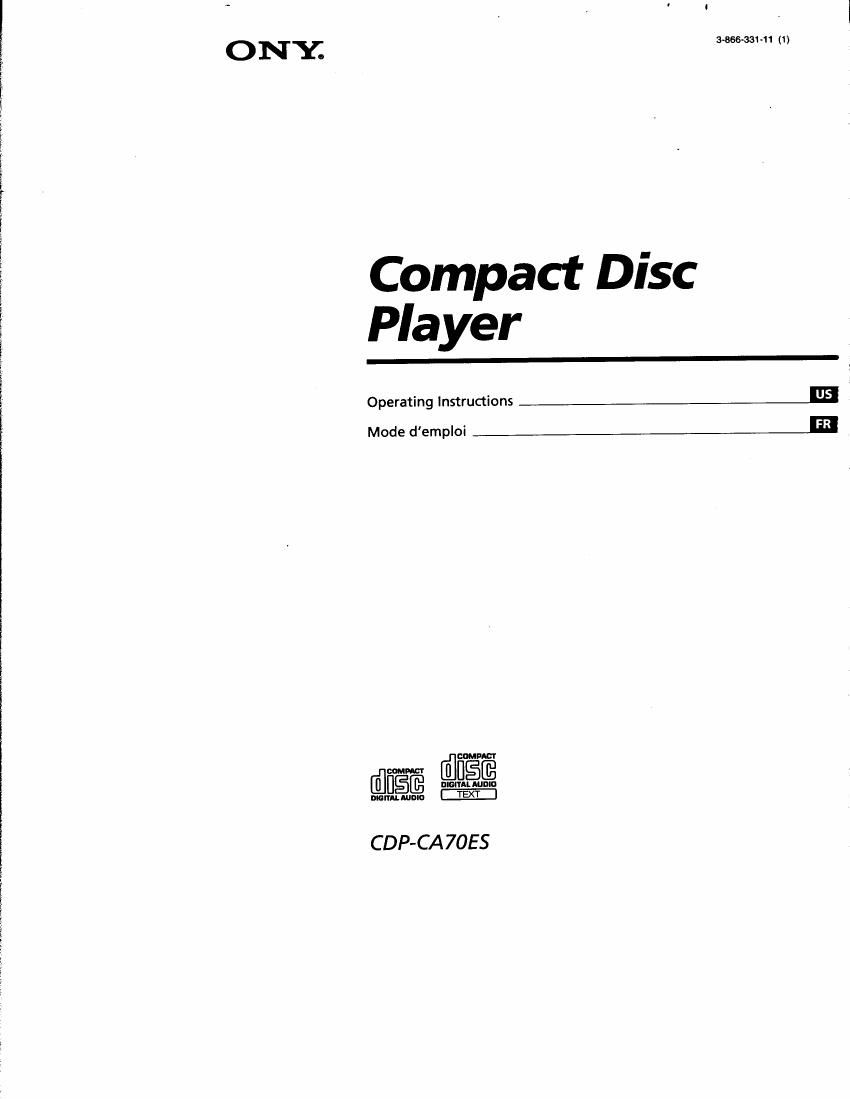 Sony CDP CA70ES Owners Manual