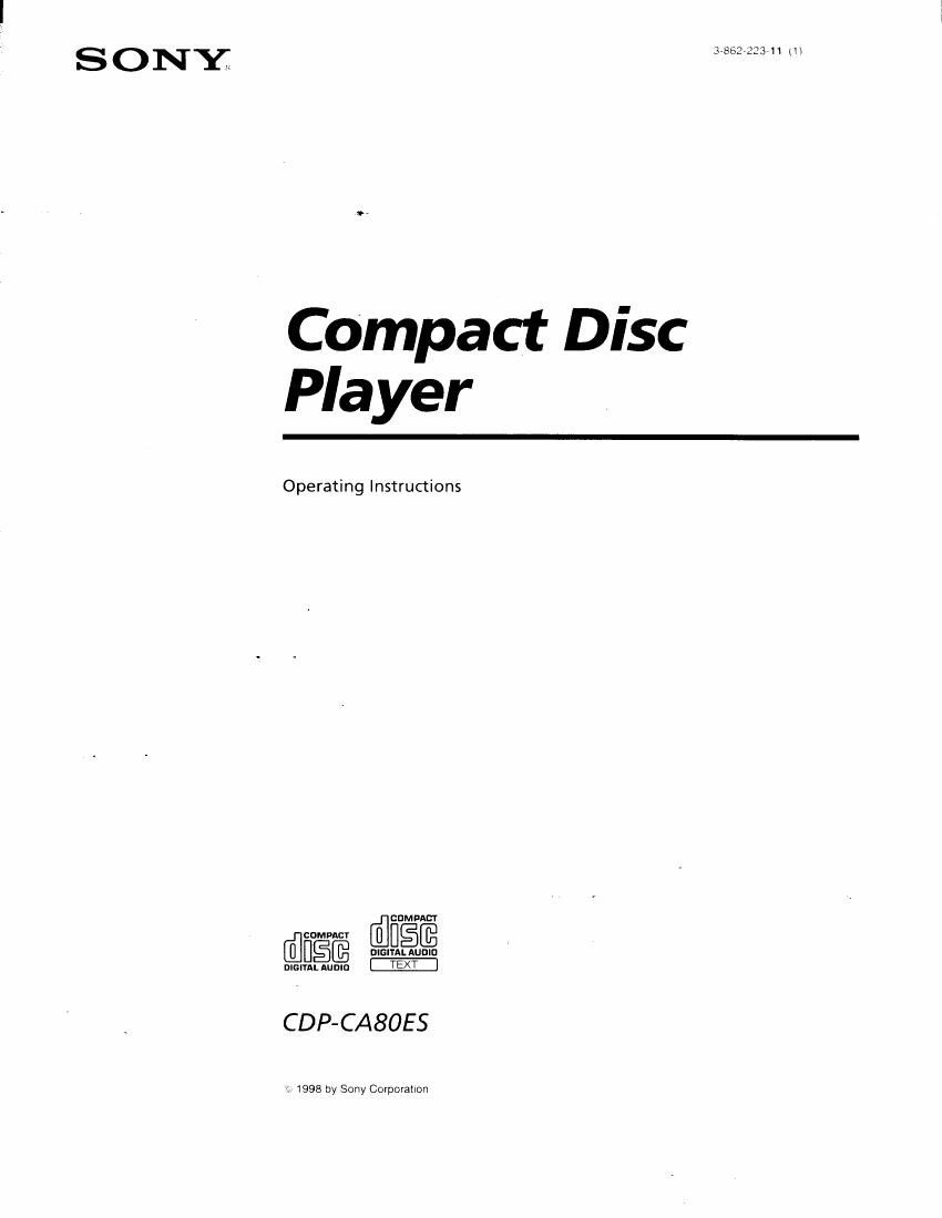 Sony CDP CA80ES Owners Manual