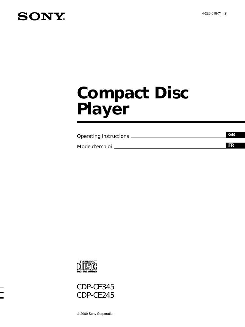 Sony CDP CE245 Owners Manual