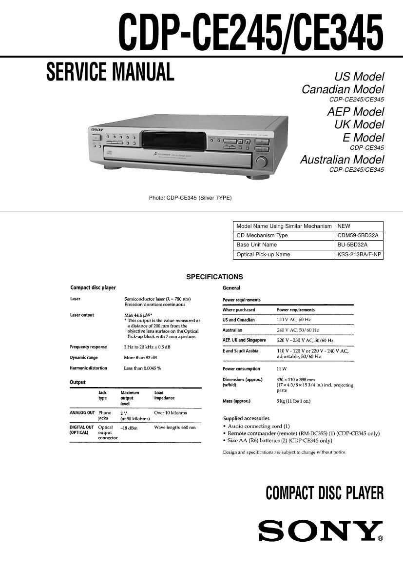 Sony CDP CE245 Service Manual