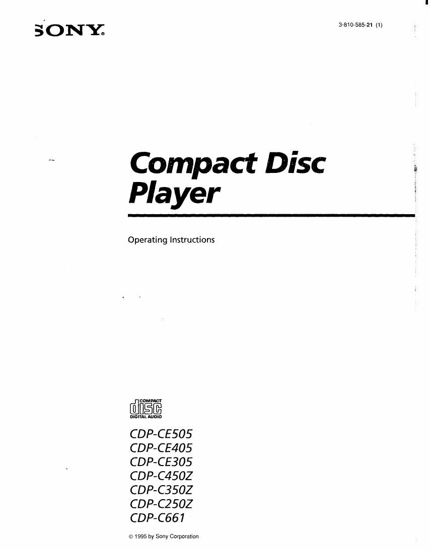 Sony CDP CE250Z Owners Manual