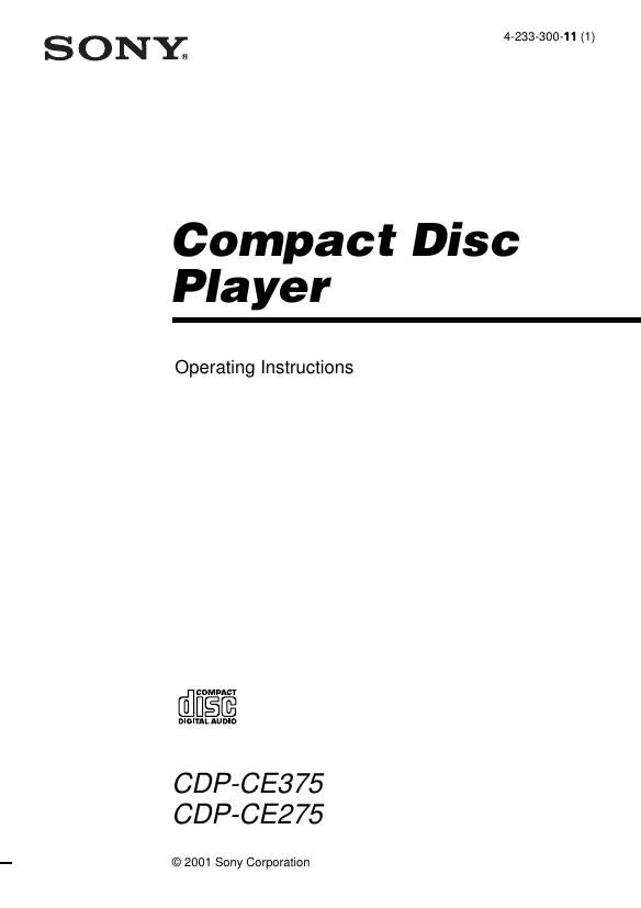 Sony CDP CE275 Owners Manual