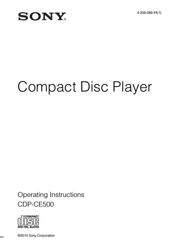 Sony CDP CE500 Owners Manual