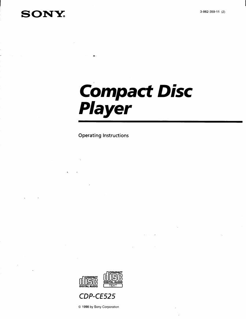 Sony CDP CE525 Owners Manual