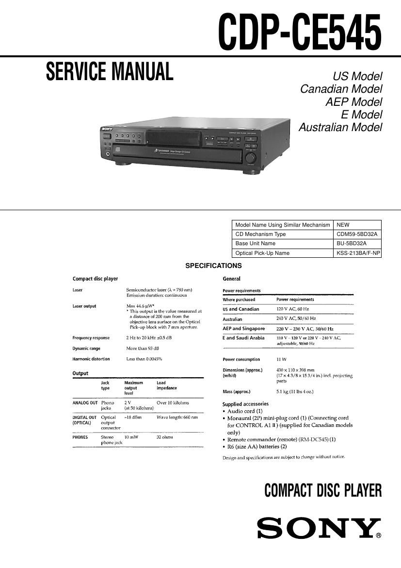 Sony CDP CE545 Service Manual