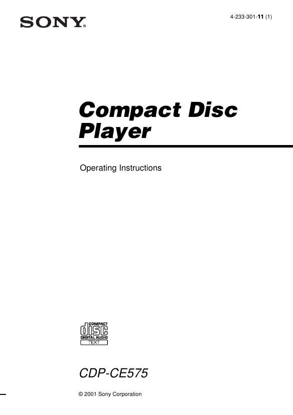 Sony CDP CE575 Owners Manual