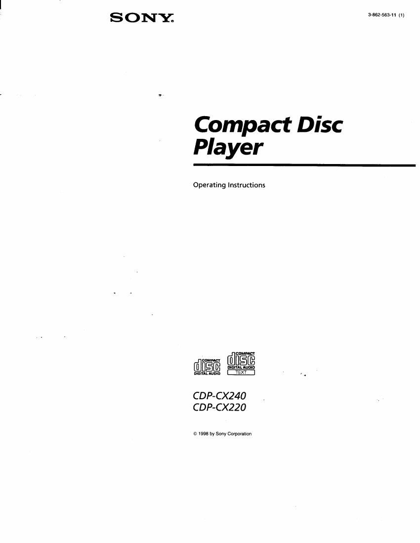 Sony CDP CX220 Owners Manual