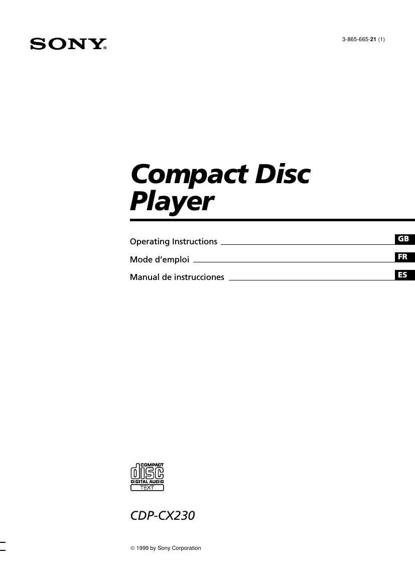 Sony CDP CX230 Owners Manual