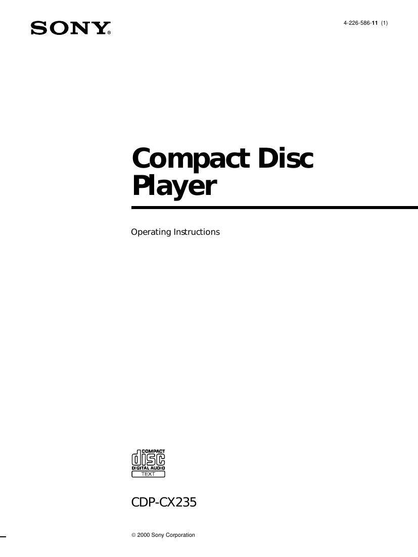 Sony CDP CX235 Owners Manual