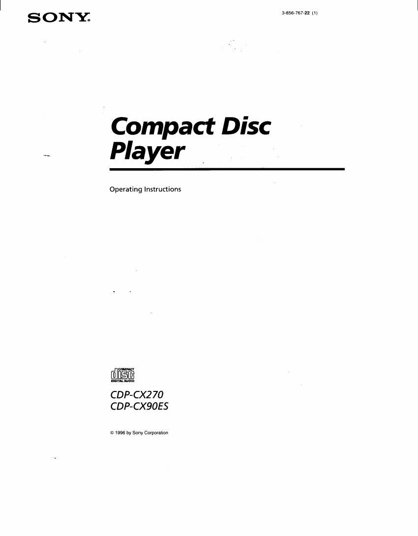 Sony CDP CX270 Owners Manual