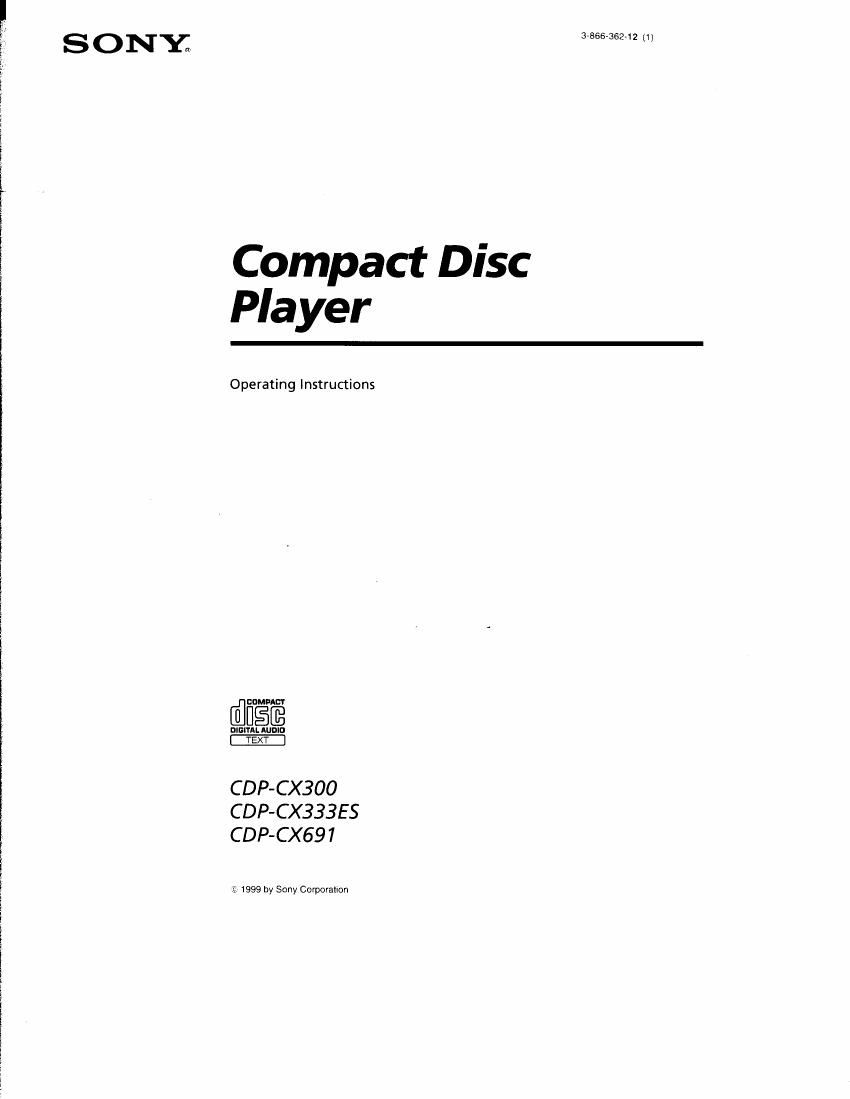 Sony CDP CX300 Owners Manual