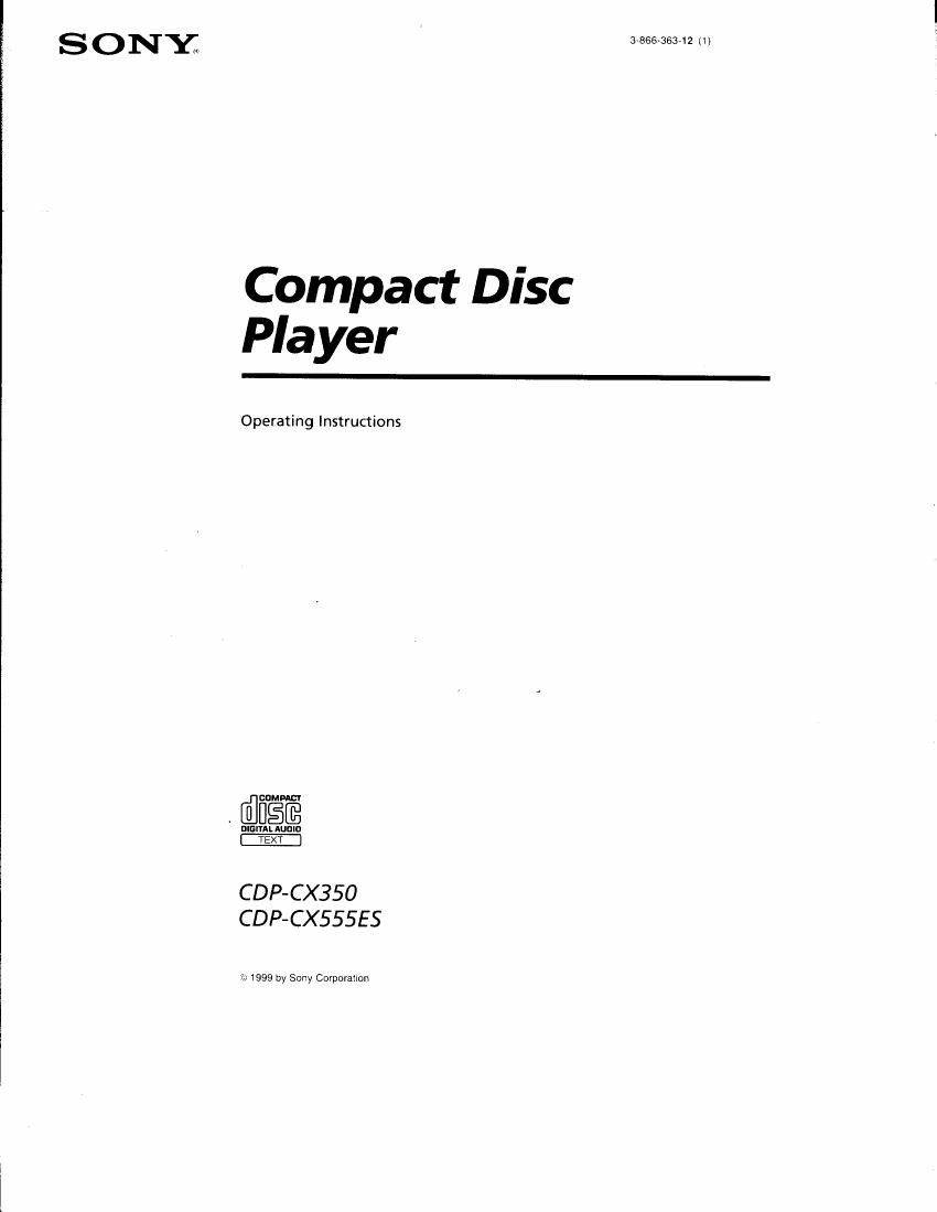 Sony CDP CX350 Owners Manual