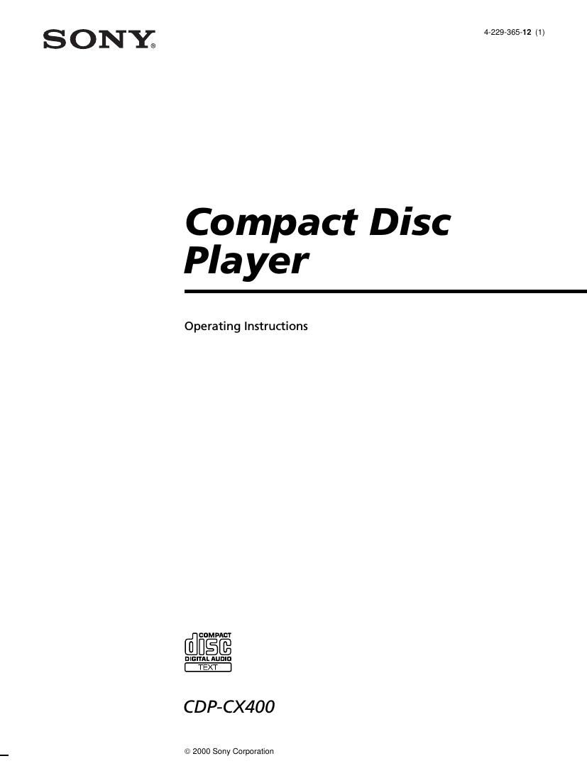 Sony CDP CX400 Owners Manual