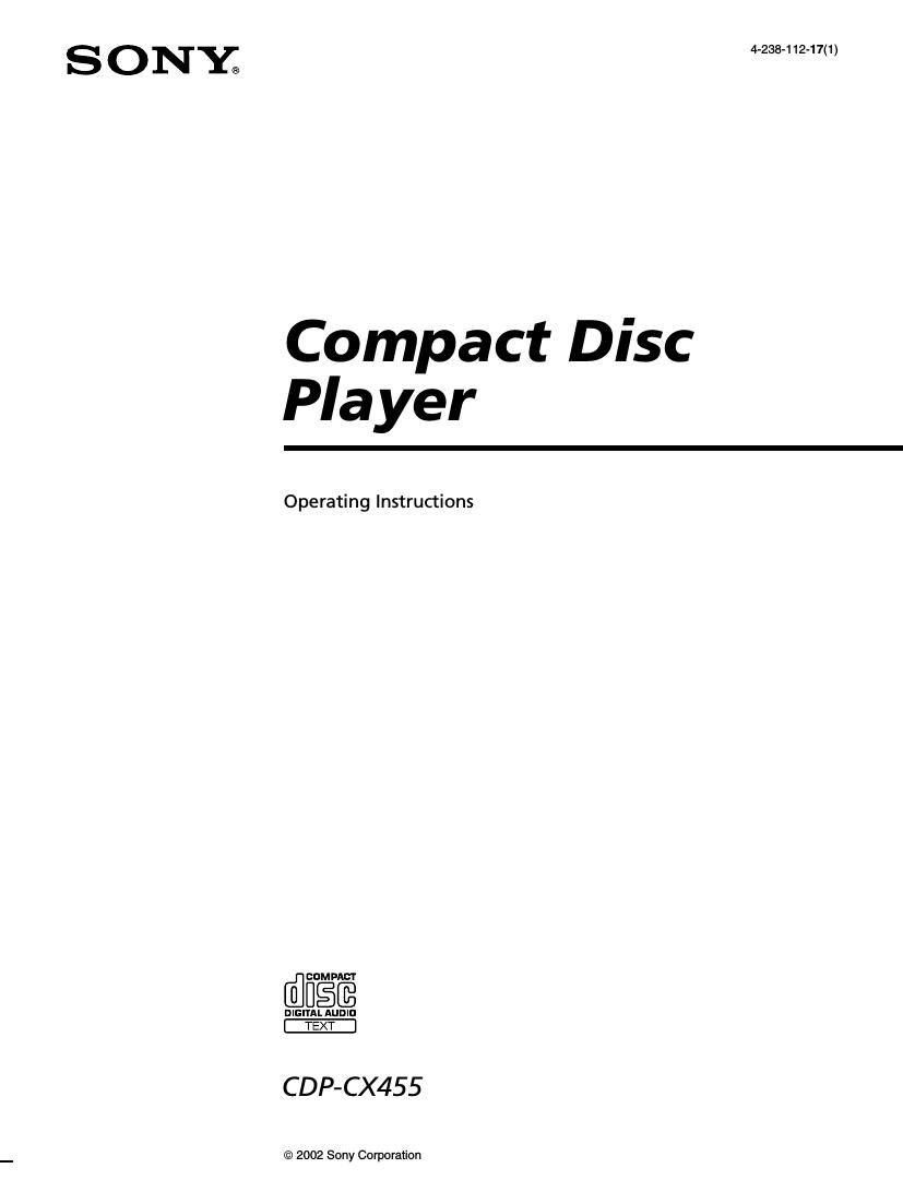 Sony CDP CX455 Owners Manual