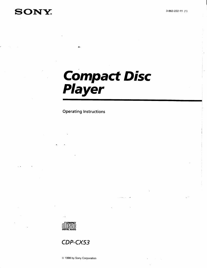 Sony CDP CX53 Owners Manual