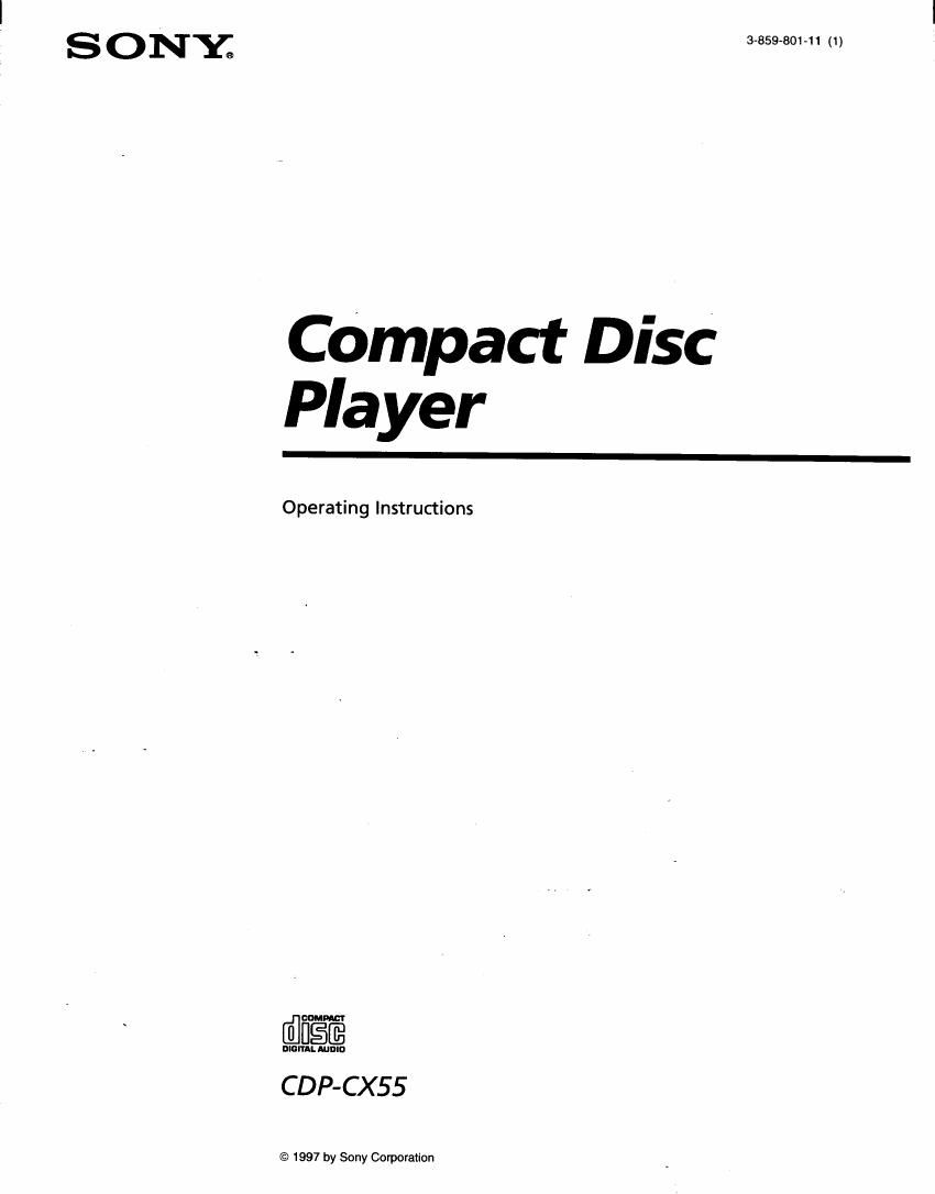 Sony CDP CX55 Owners Manual