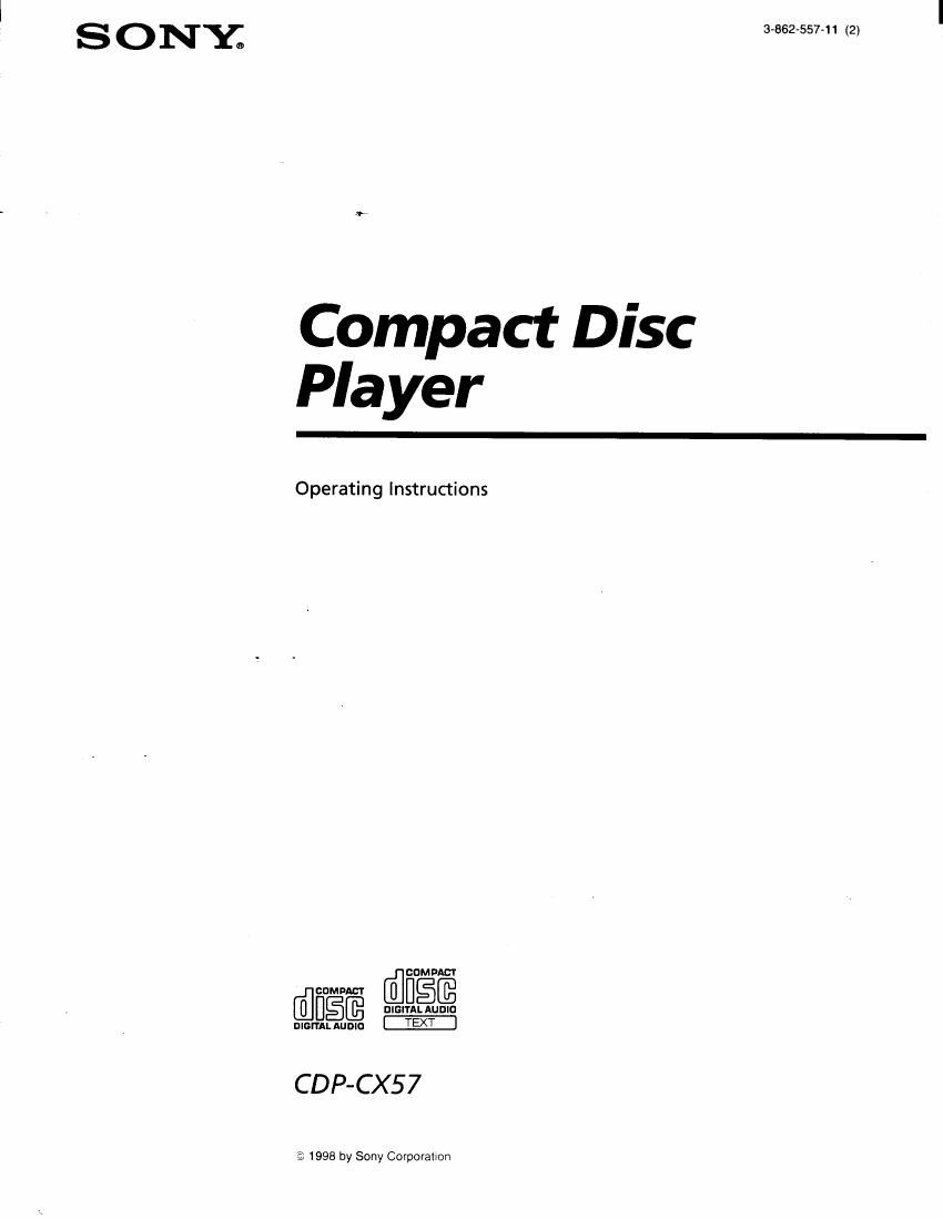 Sony CDP CX57 Owners Manual