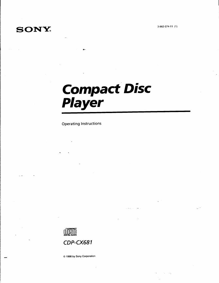 Sony CDP CX681 Owners Manual