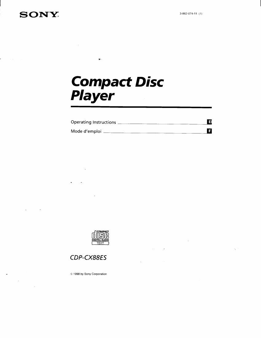 Sony CDP CX88ES Owners Manual