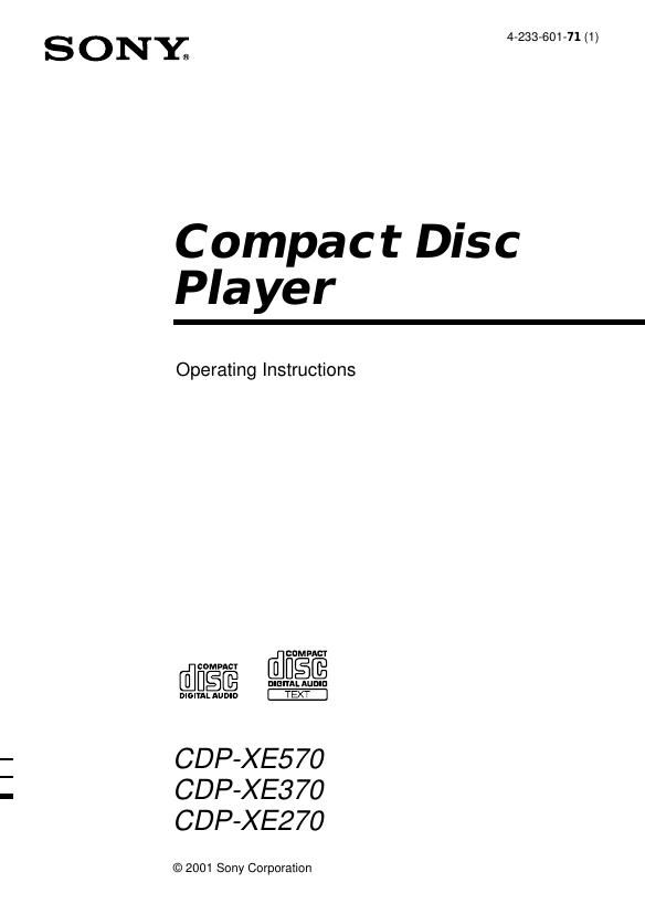 Sony CDP XE270 Owners Manual
