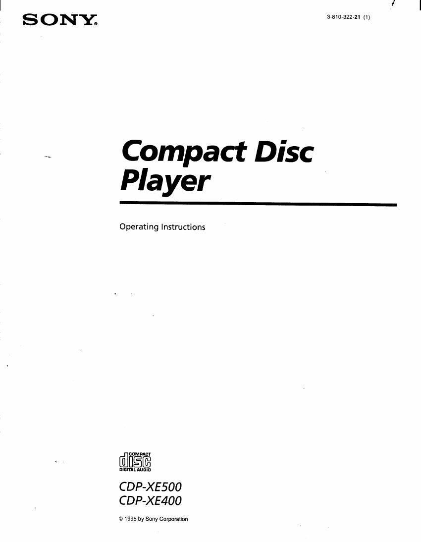 Sony CDP XE400 Owners Manual