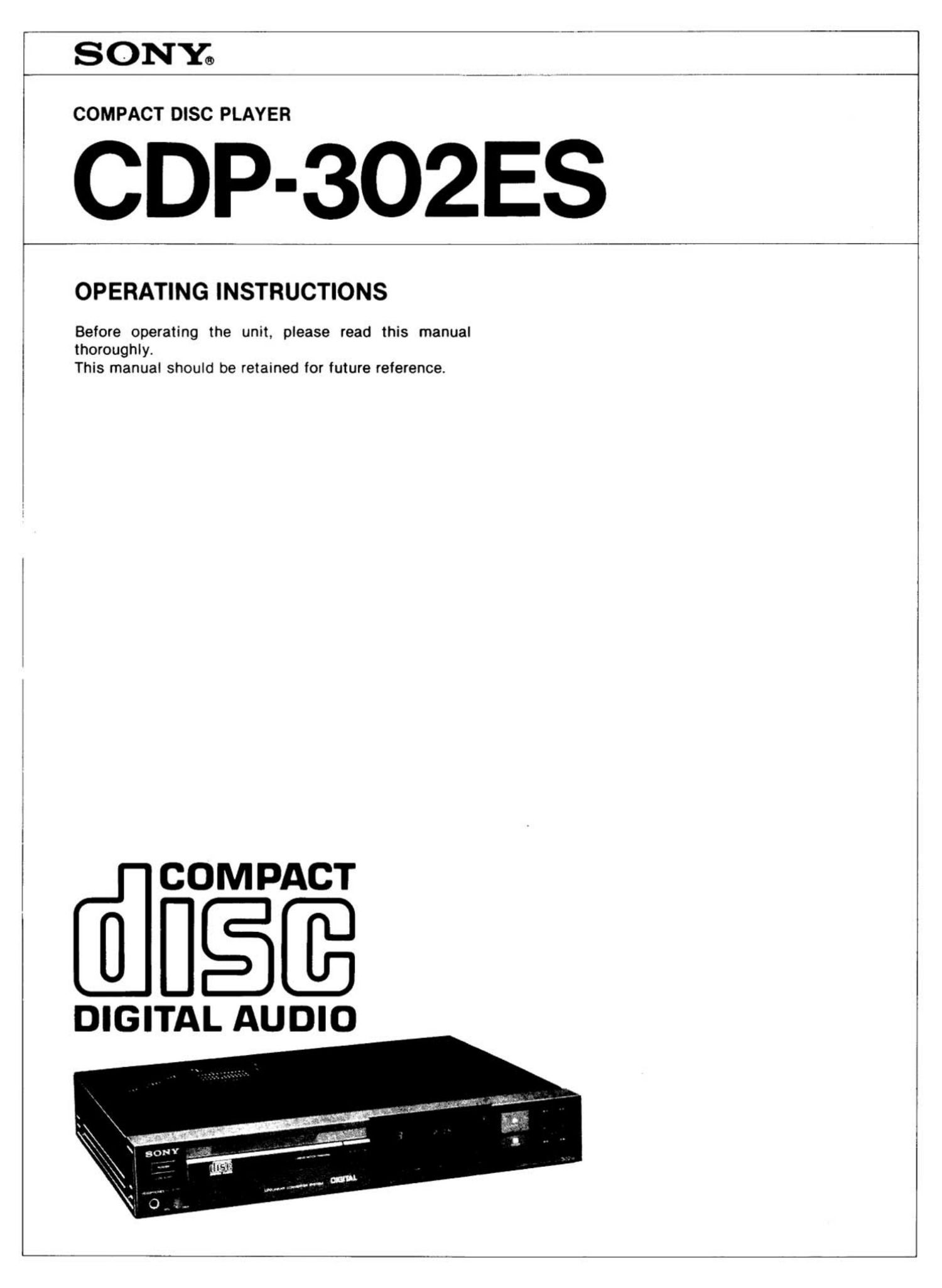 sony cdp 302 es owners manual