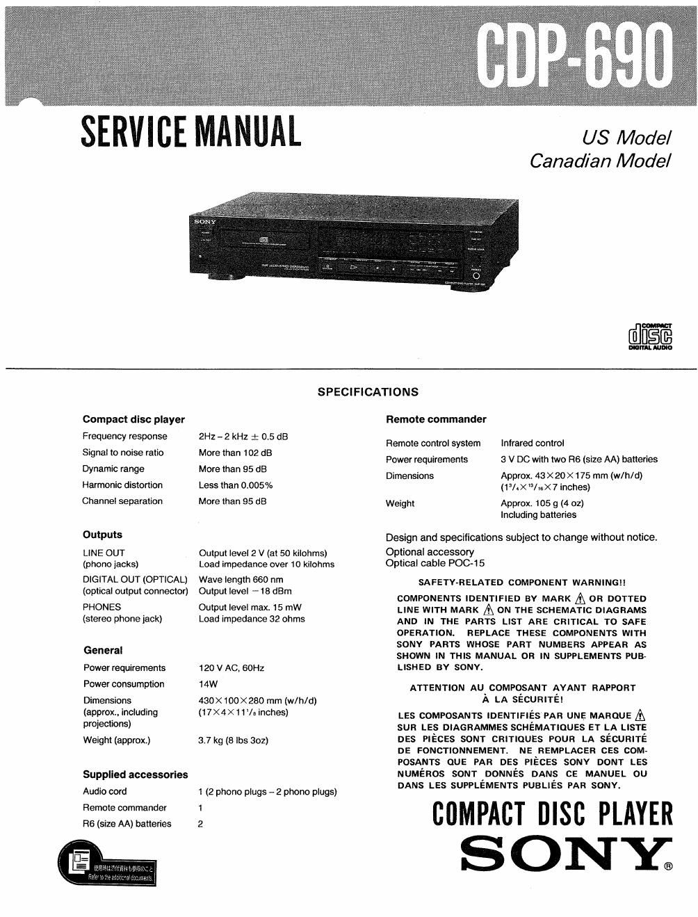 sony cdp 690 service manual