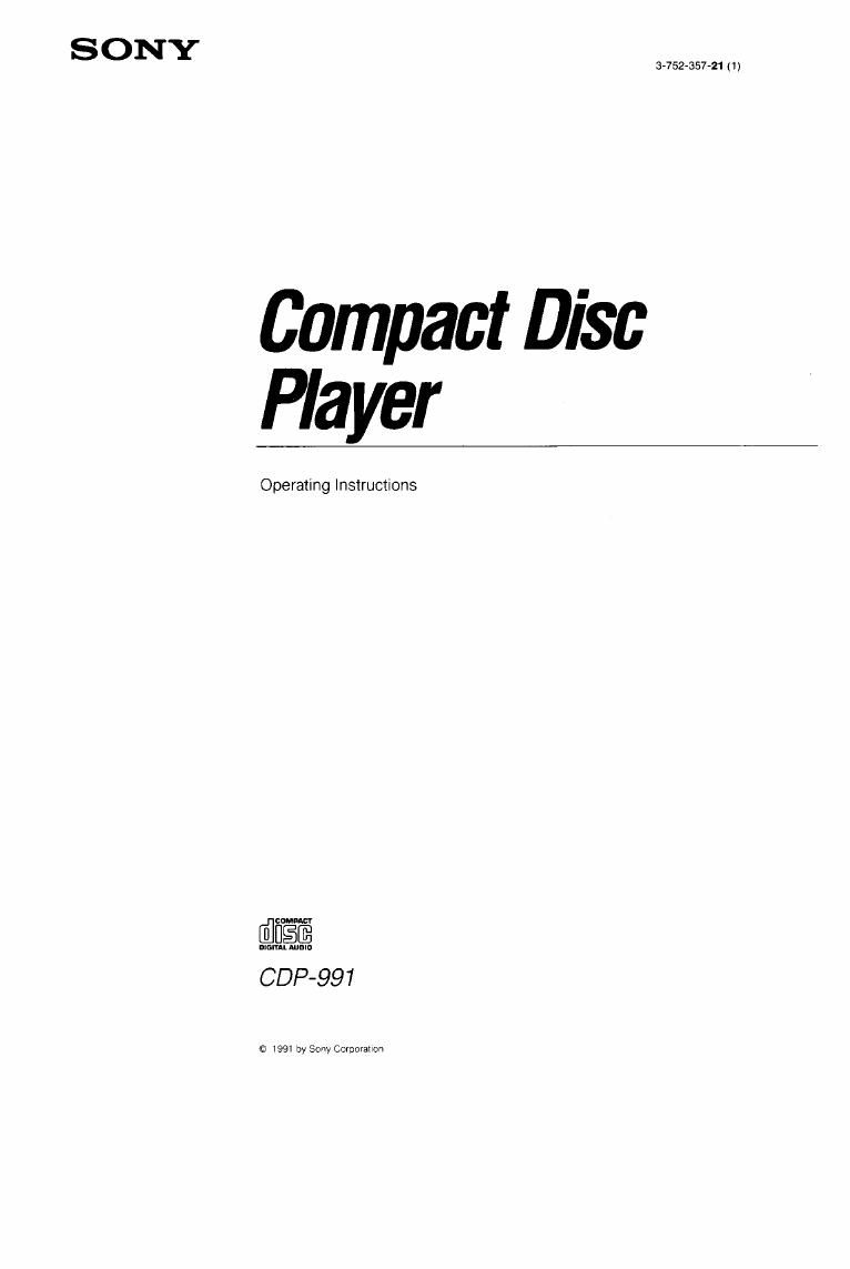 sony cdp 991 owners manual