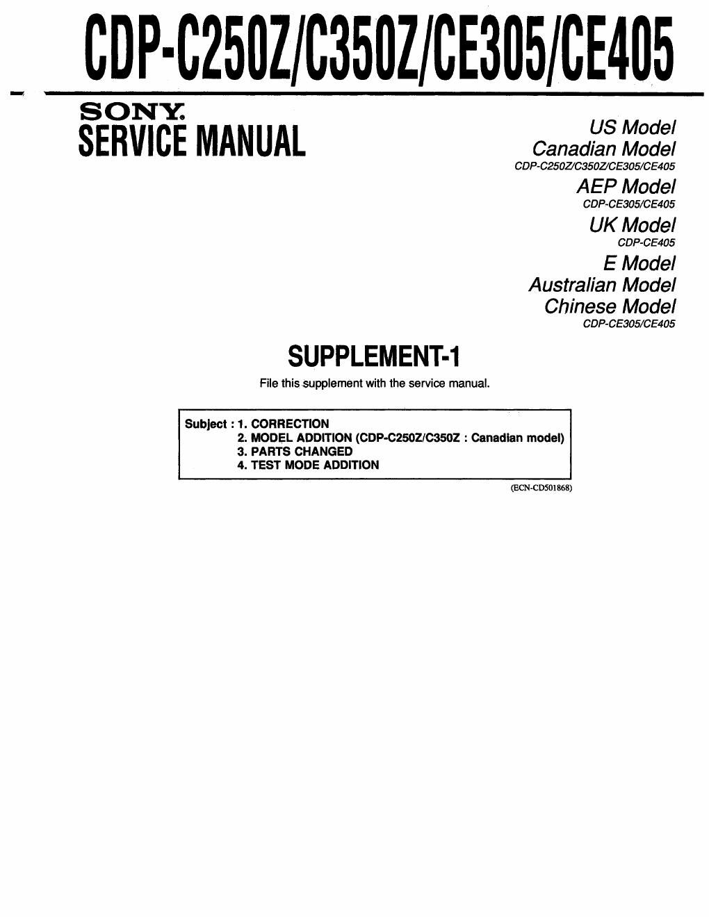 sony cdp c 350z service manual