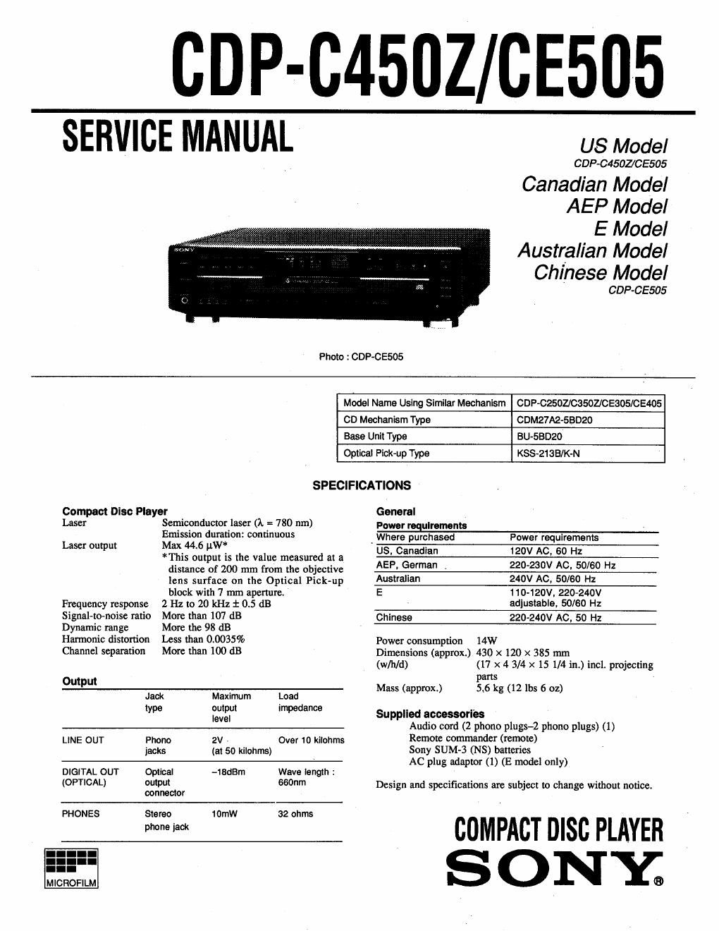 sony cdp c 450z cdp c e505