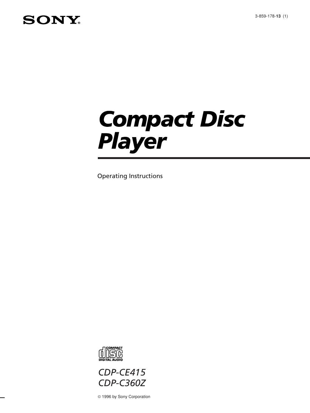sony cdp ce 415 owners manual