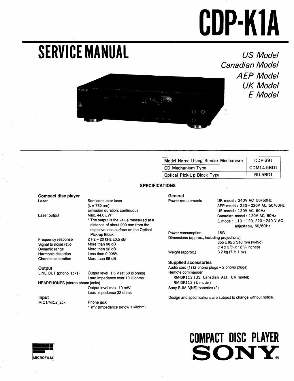 sony cdp k 1 a service manual