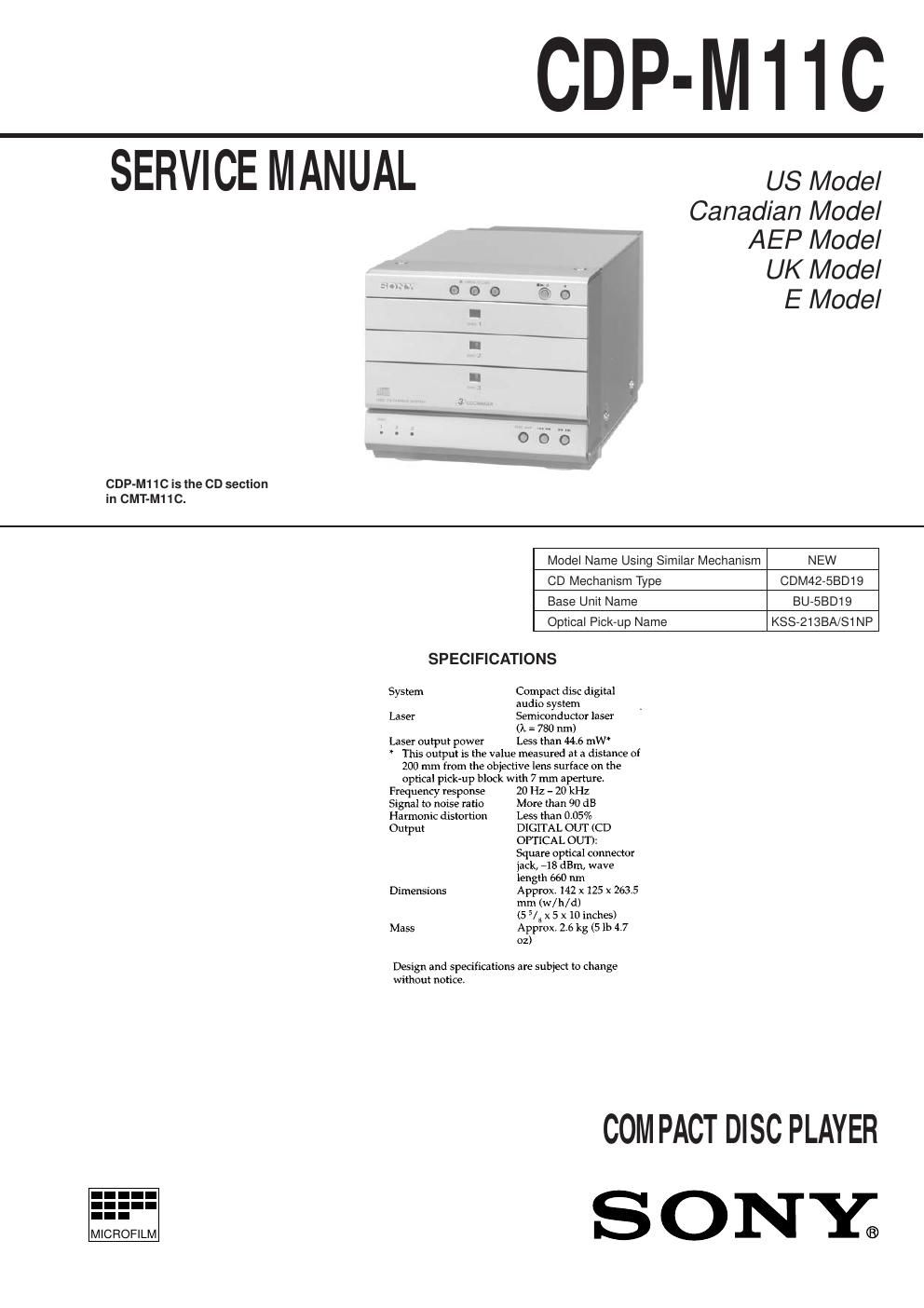 sony cdp m 11 c service manual