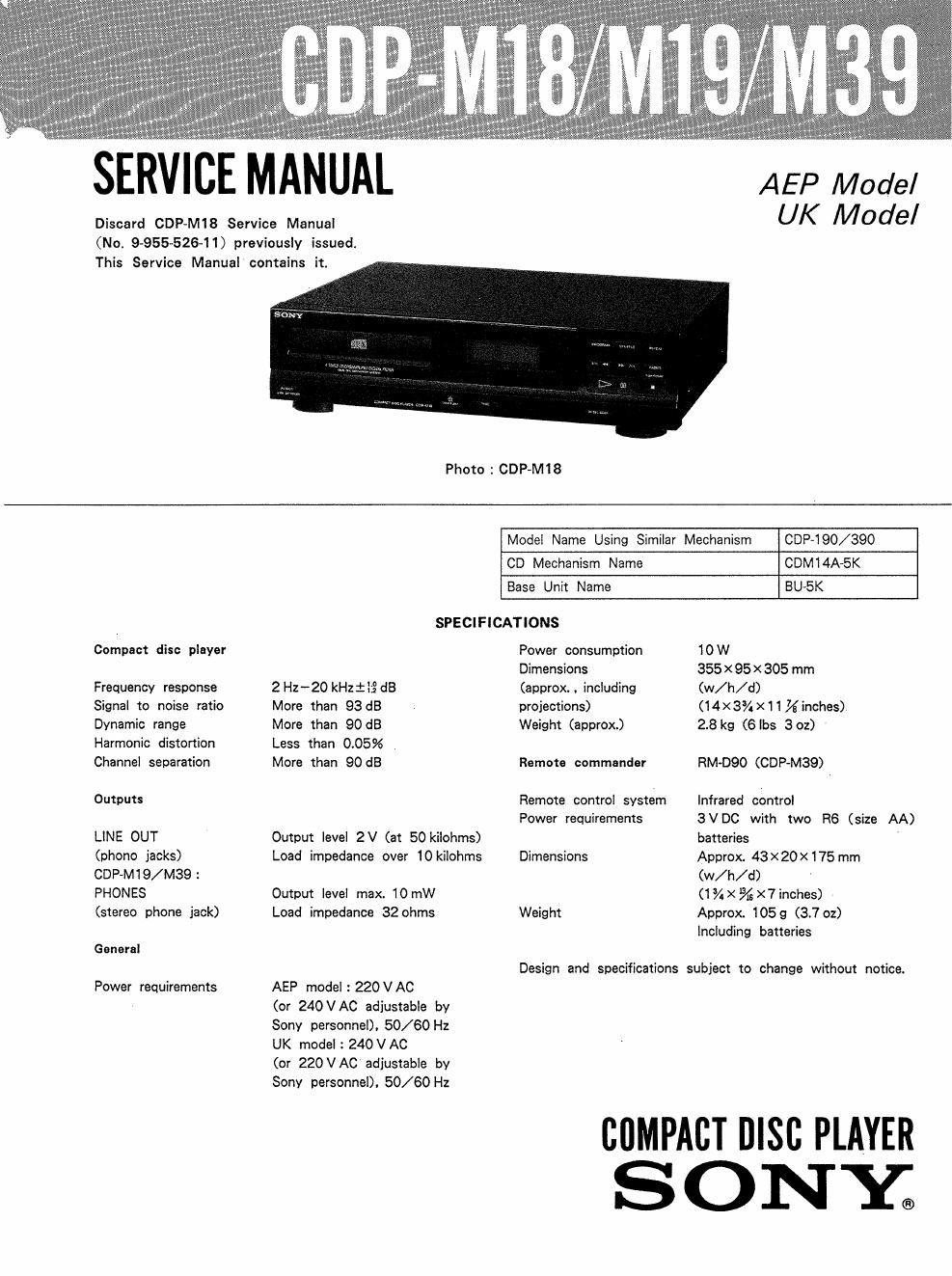 sony cdp m18 cdp m19 sony m39