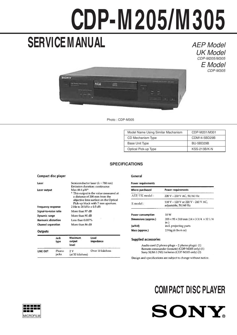 sony cdp m205 cdp m305